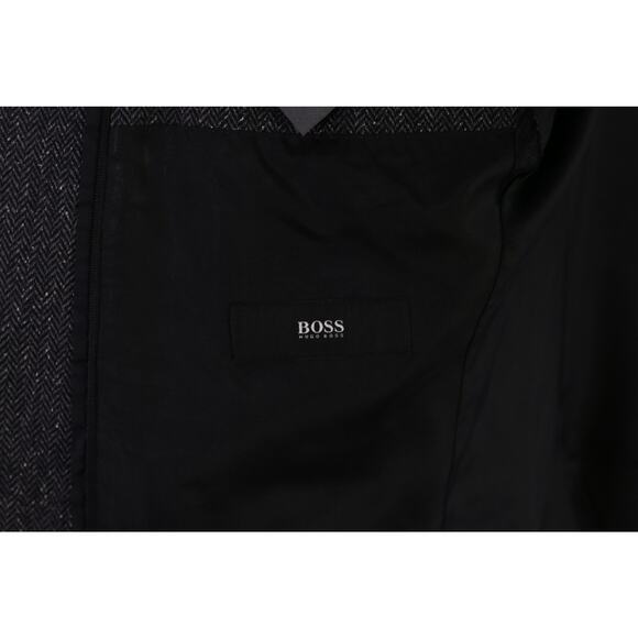 Hugo Boss Gray Herringbone Tweed Wool Silk 2-Btn Blazer Jacket Current Model 40R - Picture 8 of 11